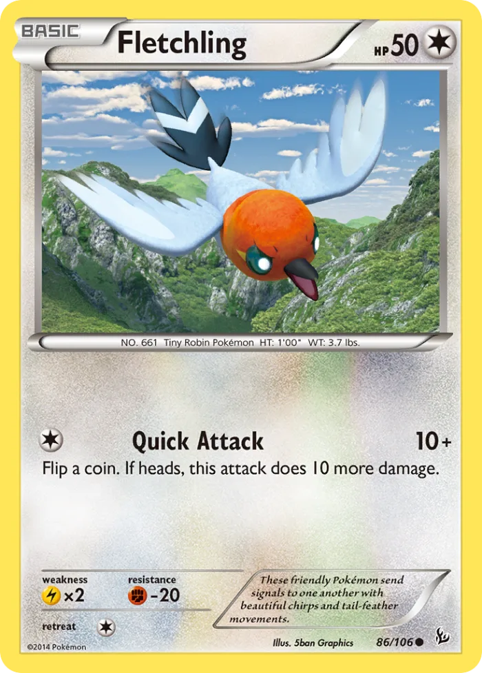 Fletchling #86 Flashfire Pokemon card