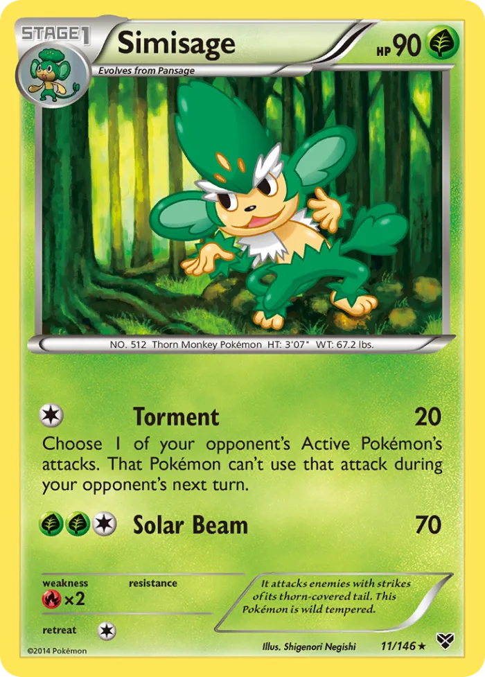 Simisage #11 XY Pokemon card