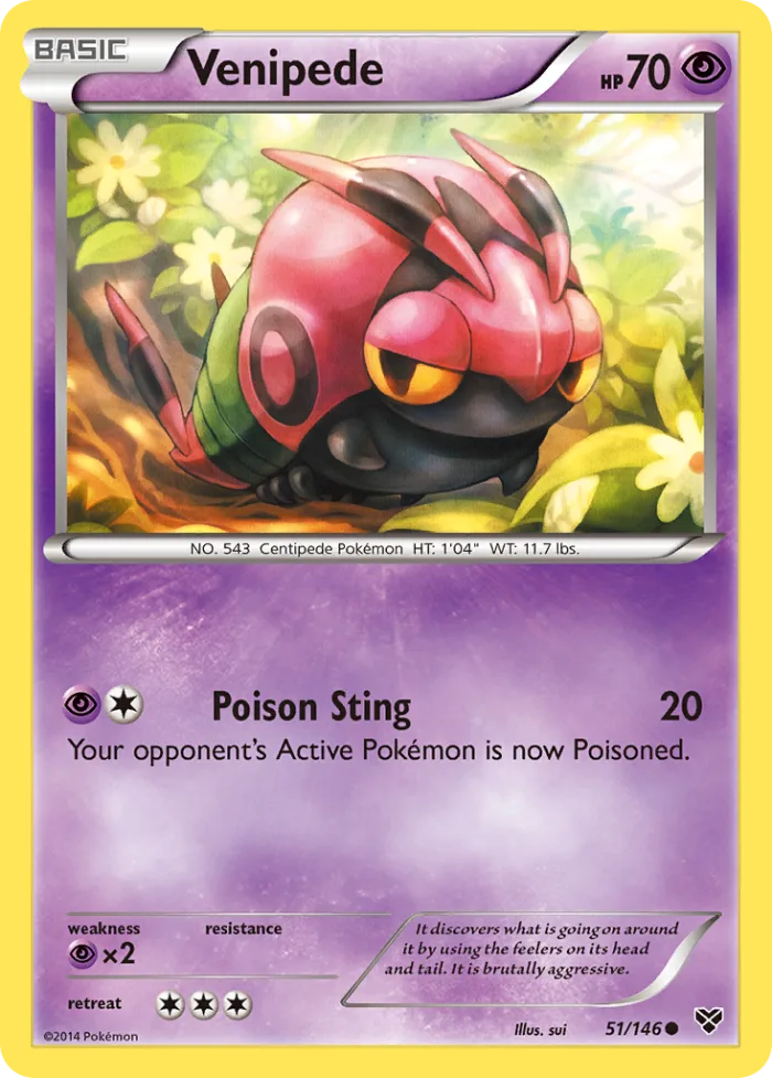 Venipede #51 XY Pokemon card