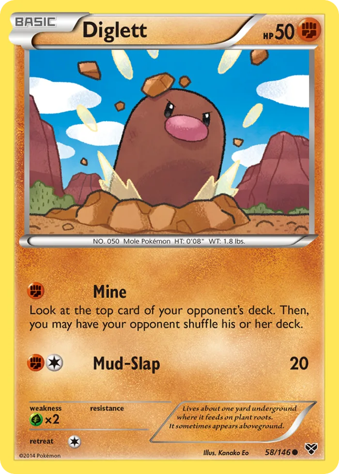 Diglett #58 XY Pokemon card