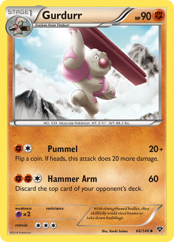 Gurdurr #66 XY Pokemon card
