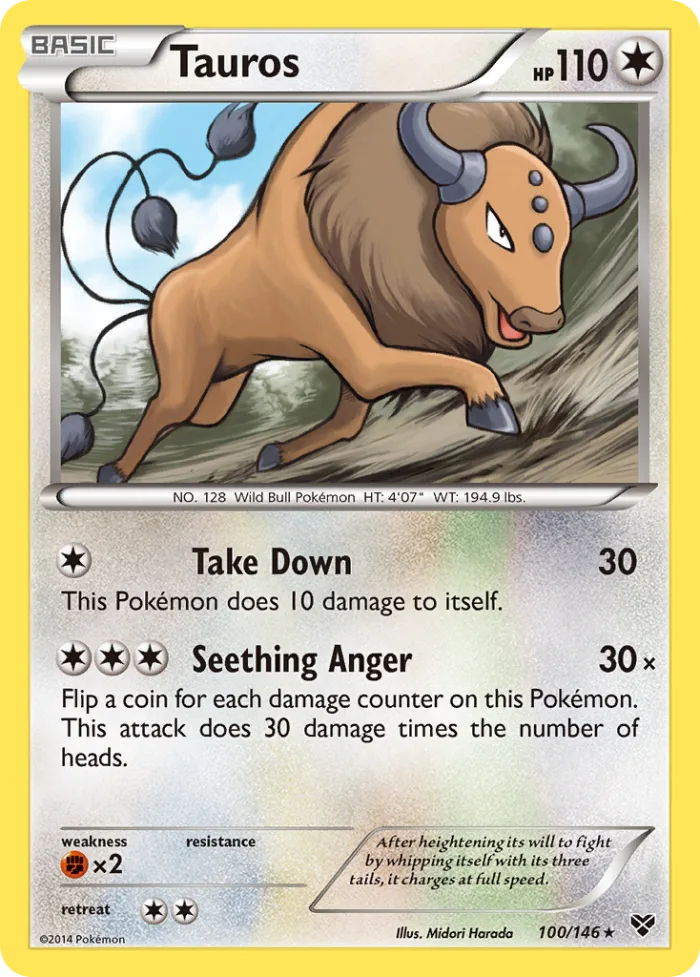 Tauros #100 XY Pokemon card
