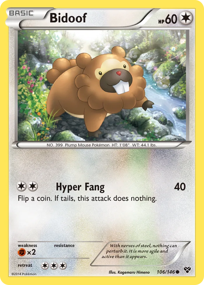 Bidoof #106 XY Pokemon card