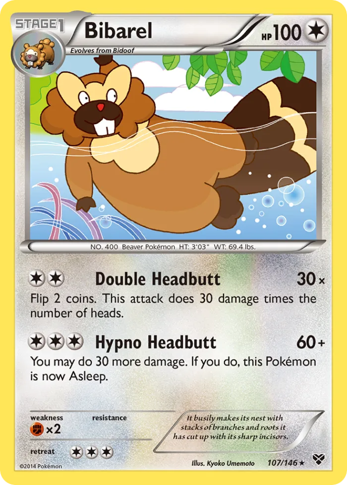 Bibarel #107 XY Pokemon card