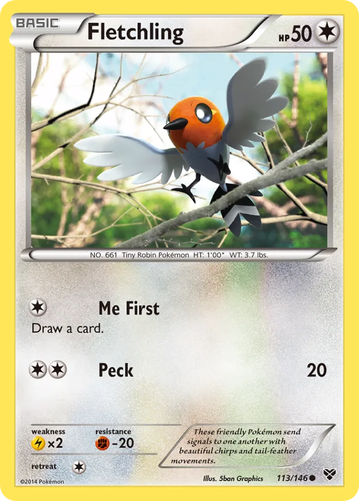 Fletchling #113 XY Pokemon card
