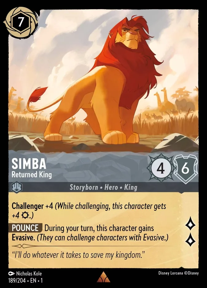 Simba #189 The First Chapter Disney Lorcana card