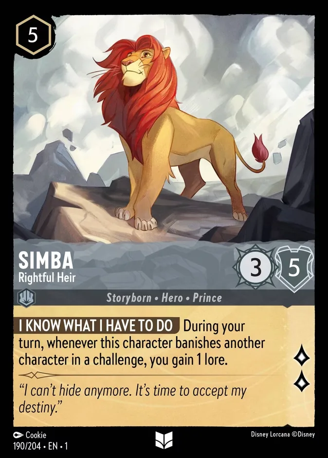 Simba #190 The First Chapter Disney Lorcana card