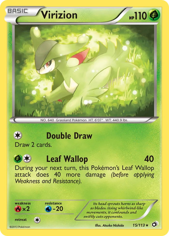 Virizion #15 Legendary Treasures Pokemon card