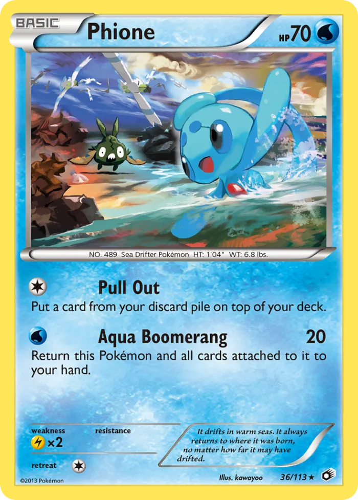 Phione #36 Legendary Treasures Pokemon card