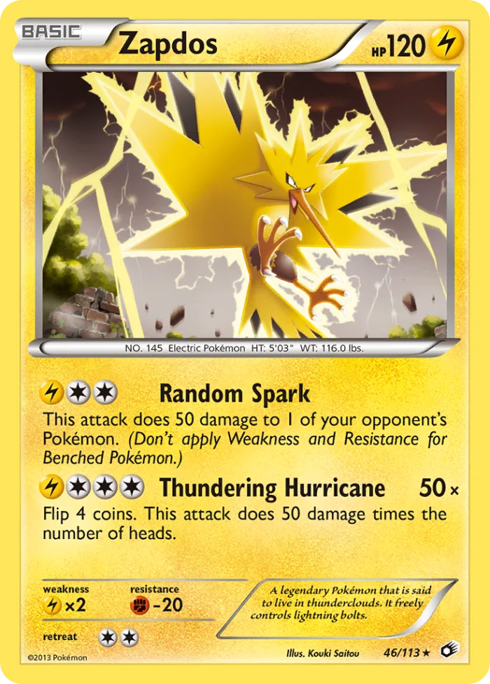 Zapdos #46 Legendary Treasures Pokemon card