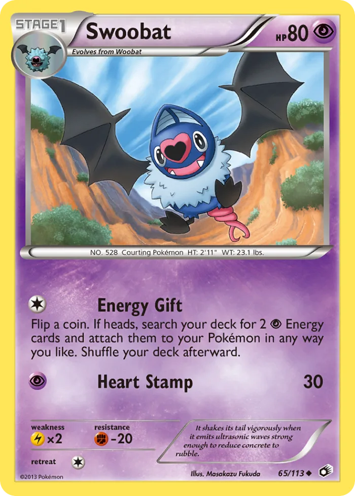 Swoobat #65 Legendary Treasures Pokemon card