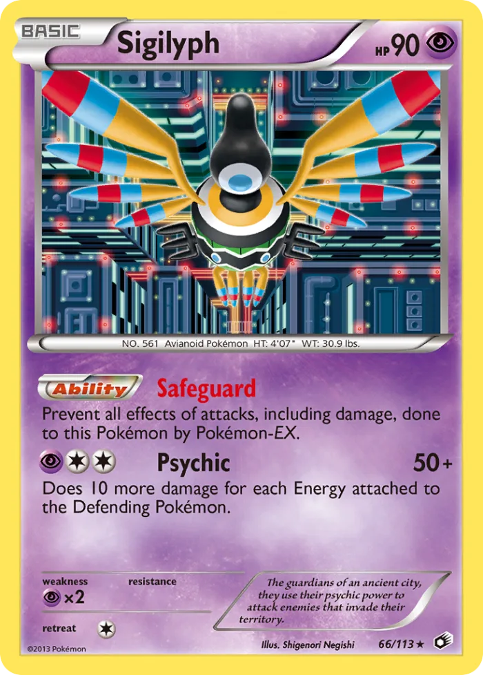 Sigilyph #66 Legendary Treasures Pokemon card