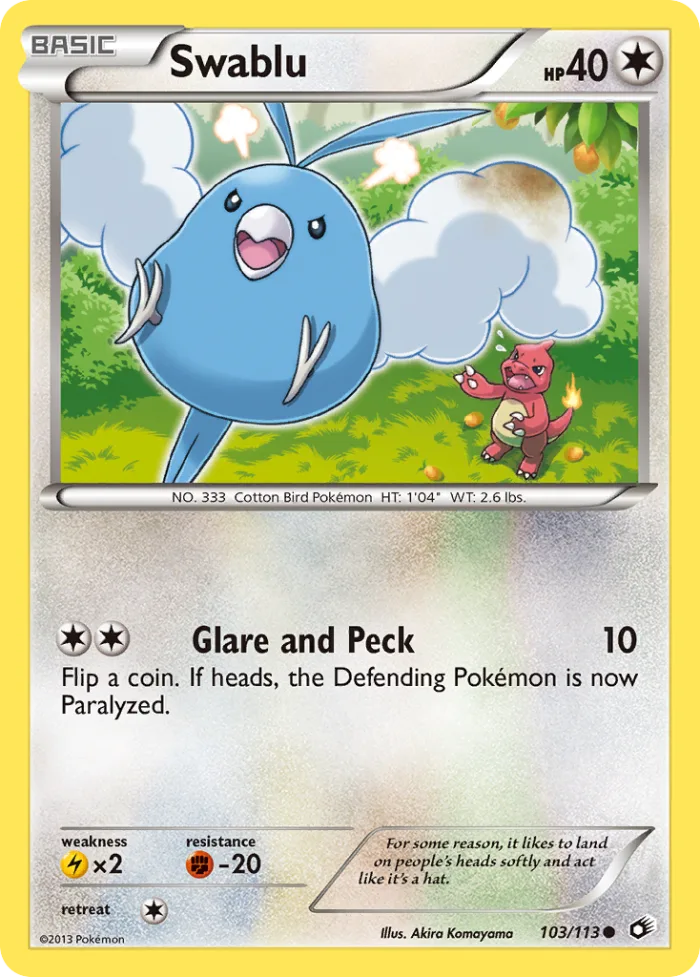 Swablu #103 Legendary Treasures Pokemon card
