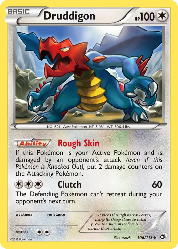 Druddigon #106 Legendary Treasures Pokemon card