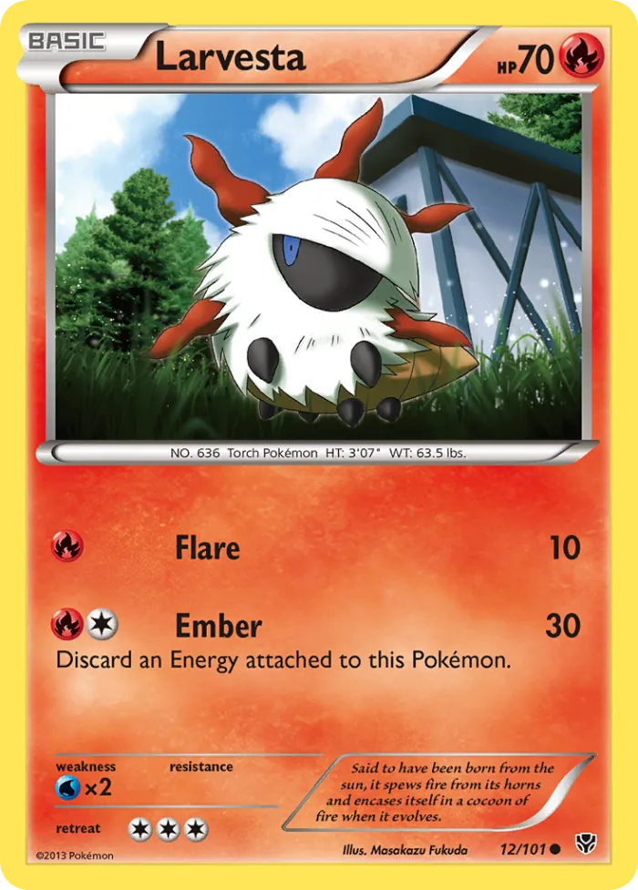 Larvesta #12 Plasma Blast Pokemon card