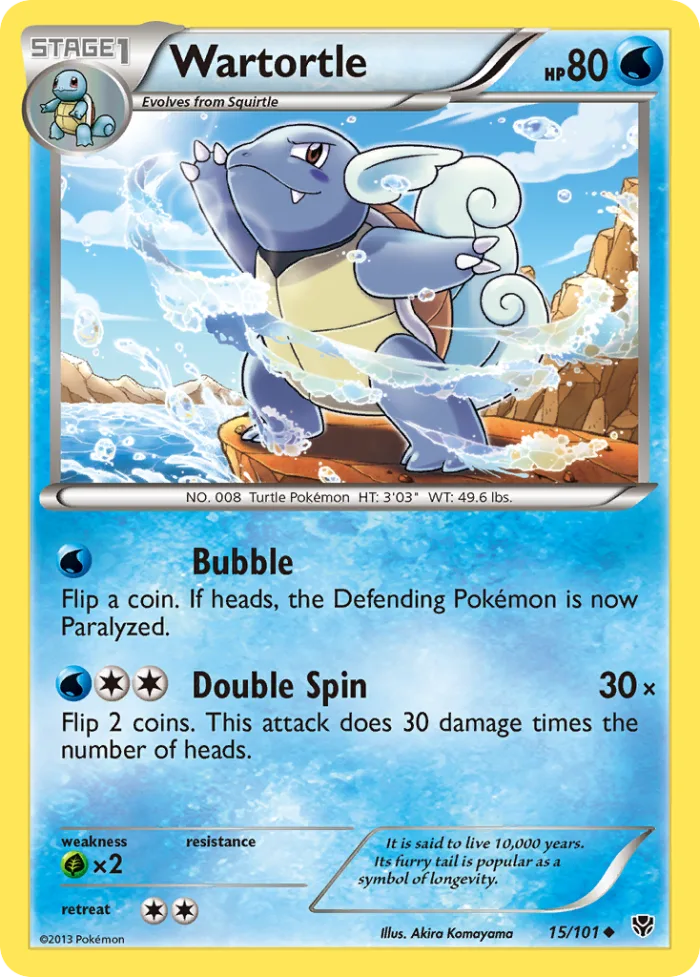 Wartortle #15 Plasma Blast Pokemon card