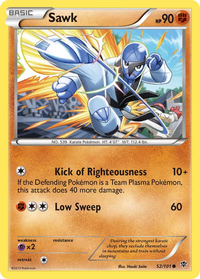 Sawk #52 Plasma Blast Pokemon card