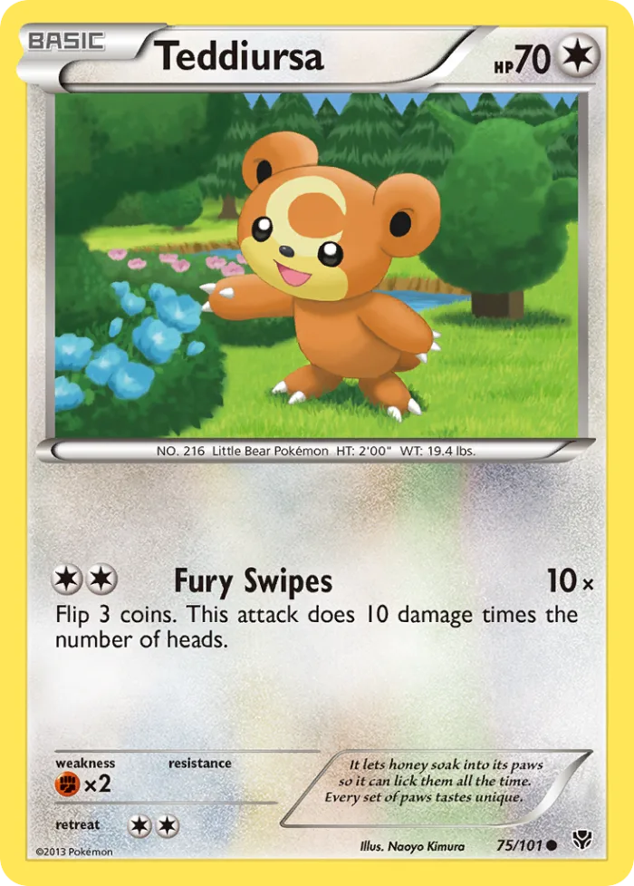Teddiursa #75 Plasma Blast Pokemon card