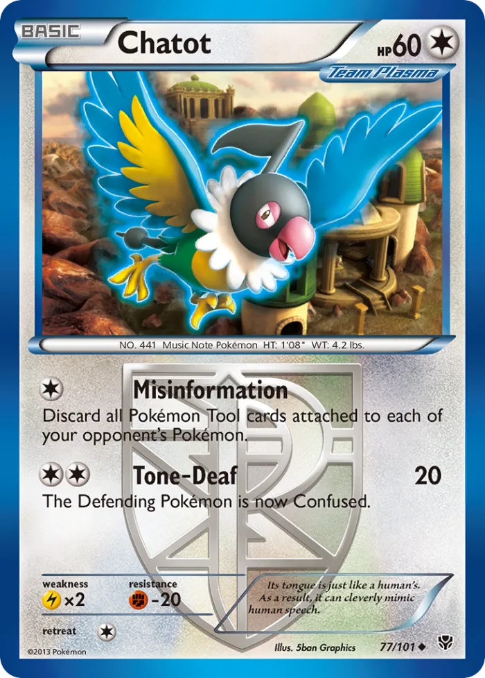 Chatot #77 Plasma Blast Pokemon card