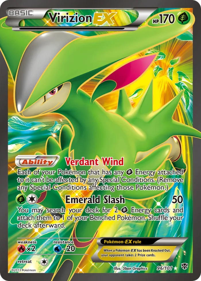 Virizion-EX #96 Plasma Blast Pokemon card