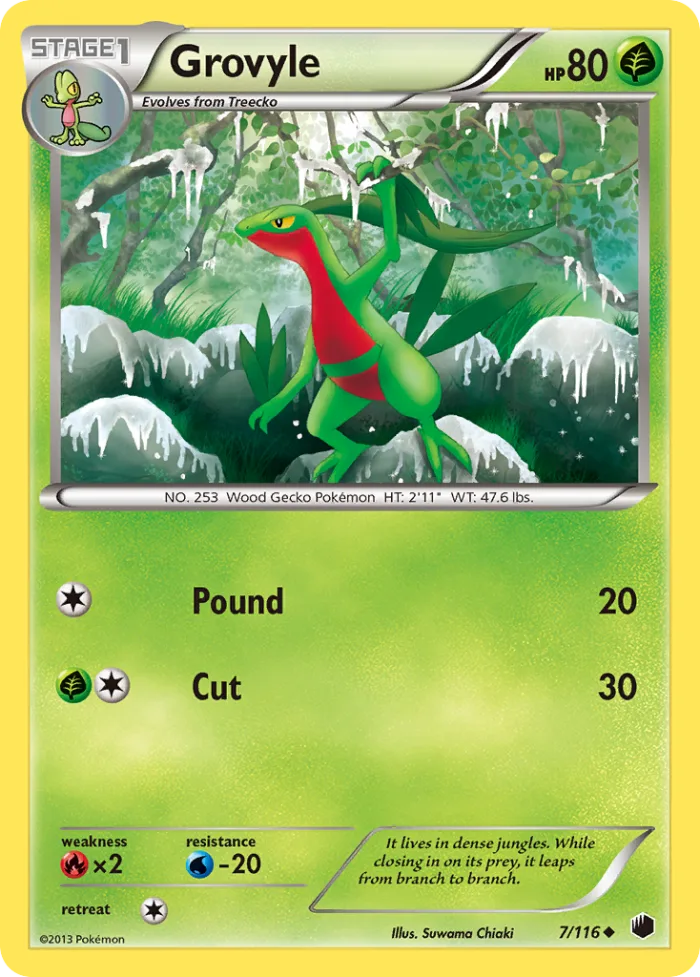Grovyle #7 Plasma Freeze Pokemon card