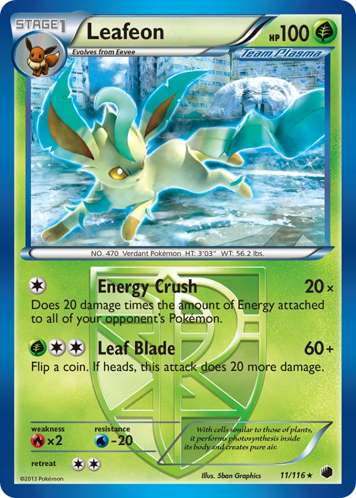Leafeon #11 Plasma Freeze Pokemon card