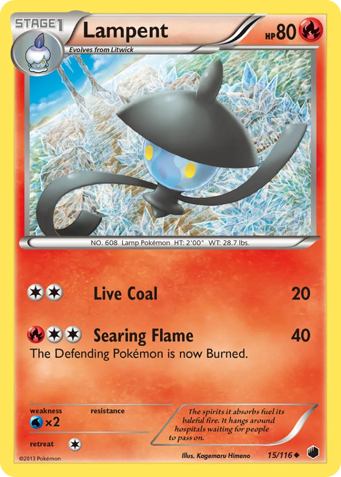 Lampent #15 Plasma Freeze Pokemon card