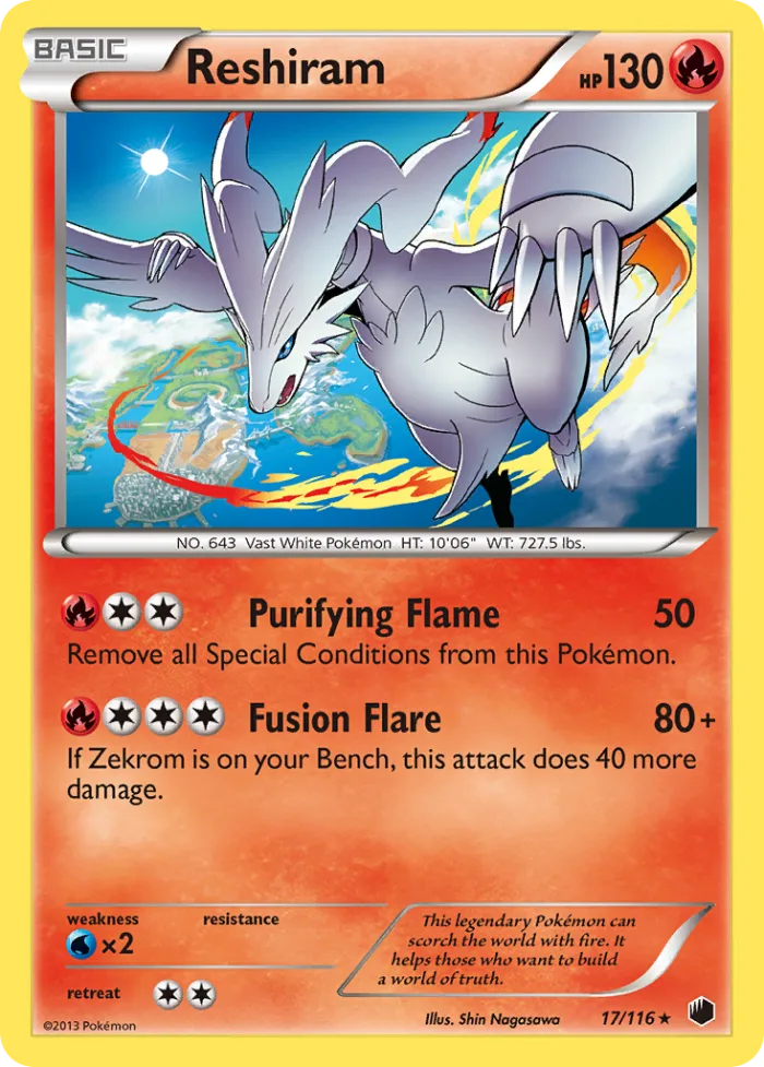 Reshiram #17 Plasma Freeze Pokemon card