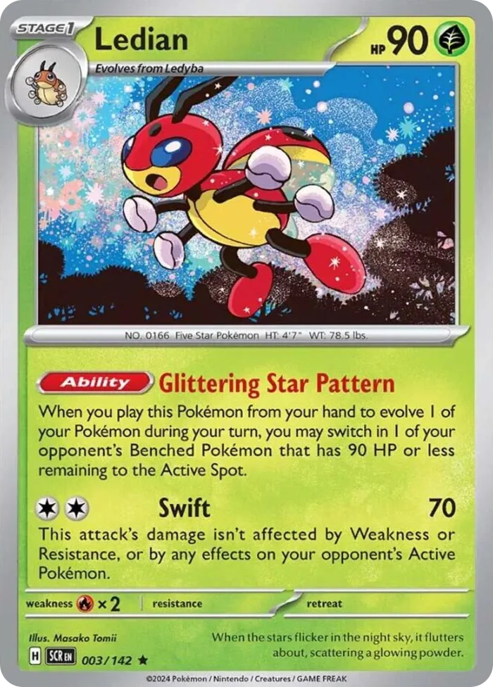 Ledian #3 Stellar Crown Pokemon card