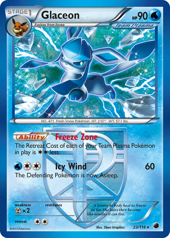 Glaceon #23 Plasma Freeze Pokemon card