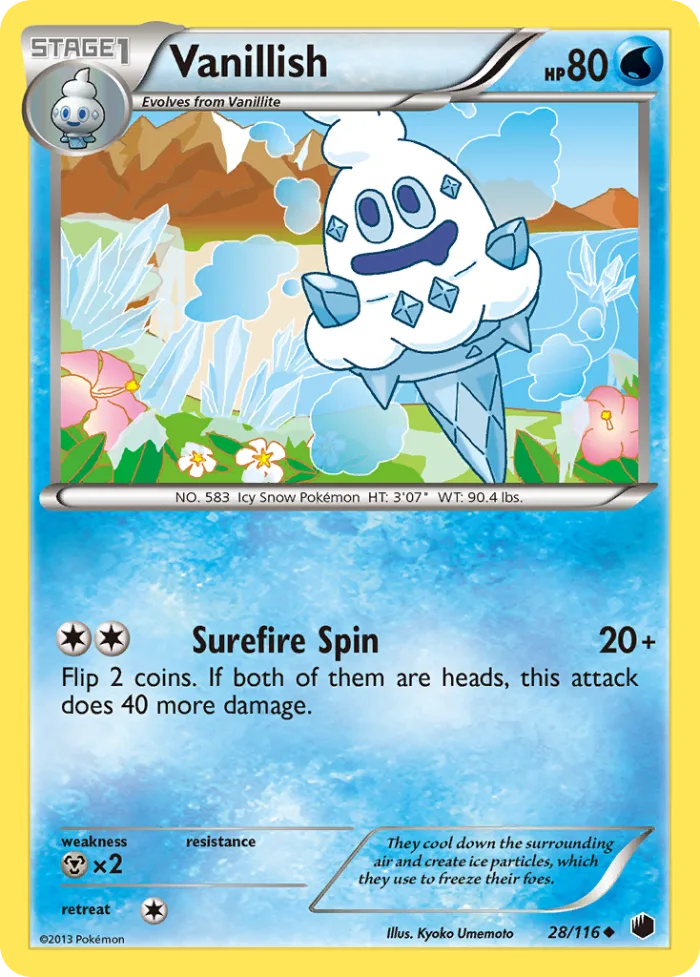 Vanillish #28 Plasma Freeze Pokemon card