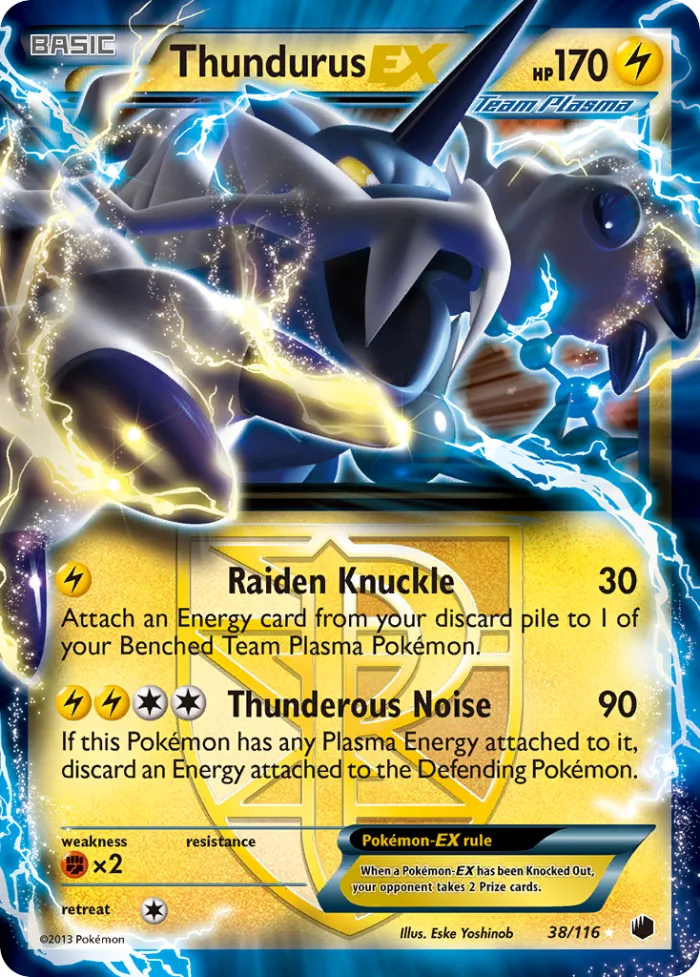 Thundurus-EX #38 Plasma Freeze Pokemon card