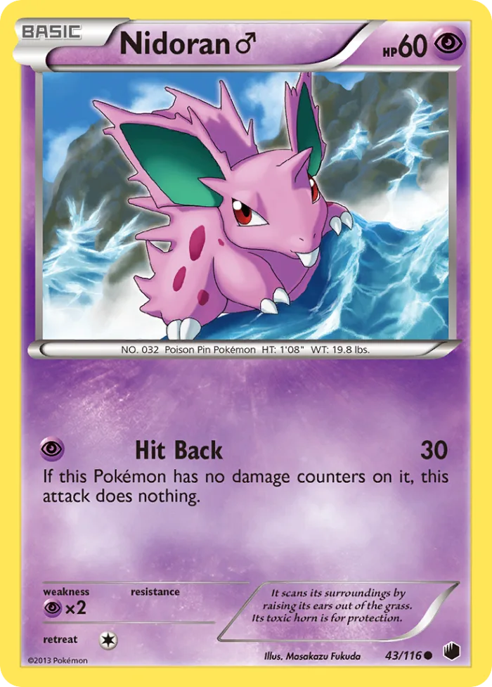 Nidoran ♂ #43 Plasma Freeze Pokemon card