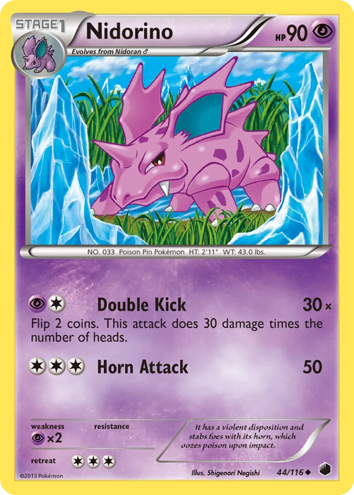 Nidorino #44 Plasma Freeze Pokemon card
