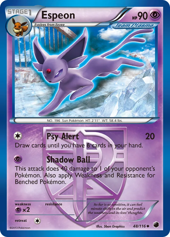 Espeon #48 Plasma Freeze Pokemon card