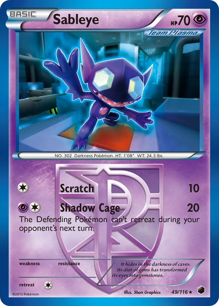 Sableye #49 Plasma Freeze Pokemon card