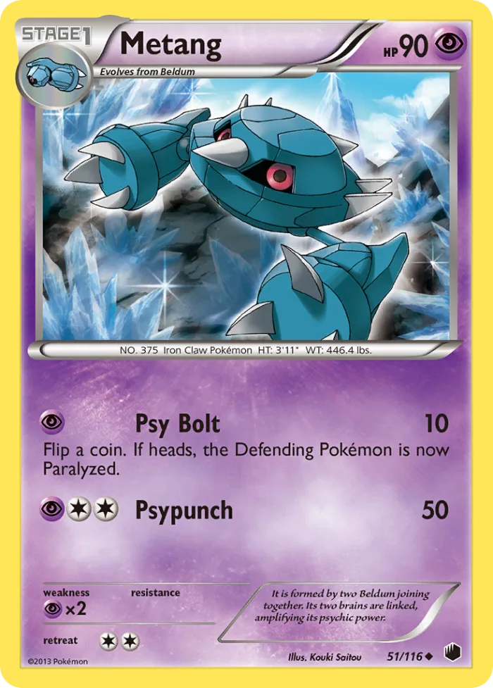 Metang #51 Plasma Freeze Pokemon card