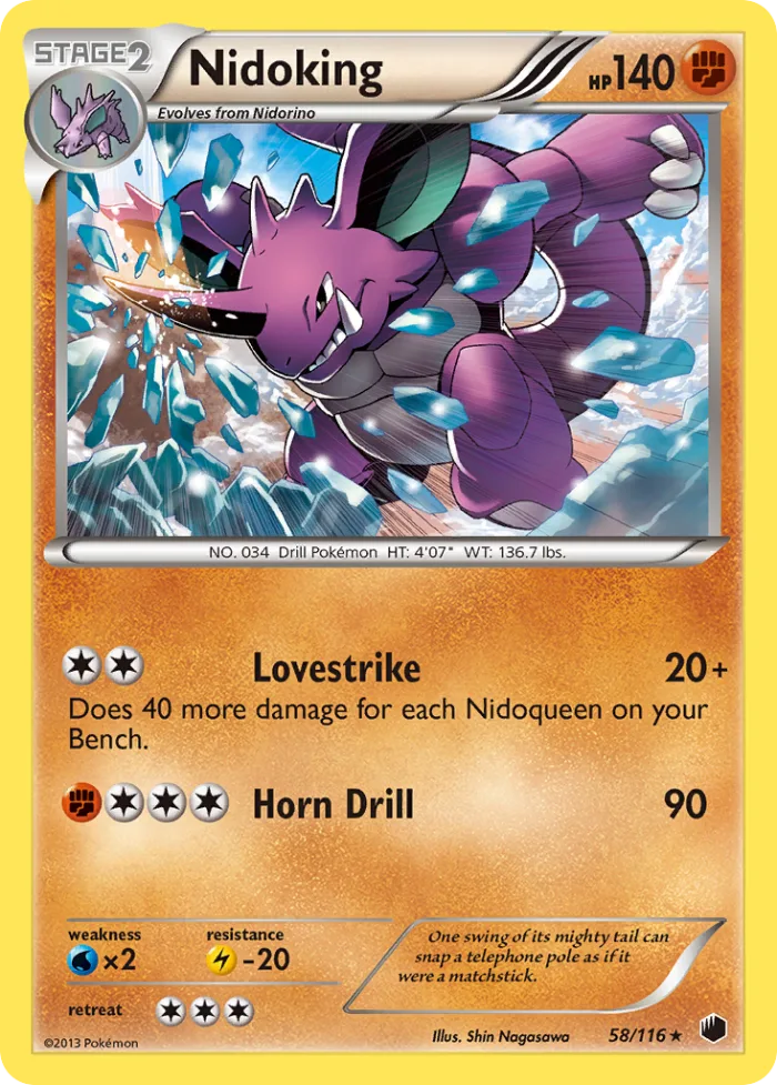 Nidoking #58 Plasma Freeze Pokemon card