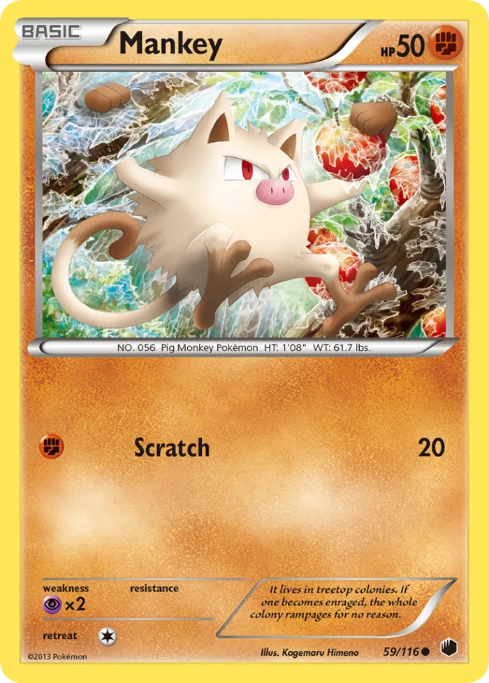 Mankey #59 Plasma Freeze Pokemon card