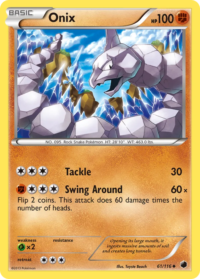Onix #61 Plasma Freeze Pokemon card