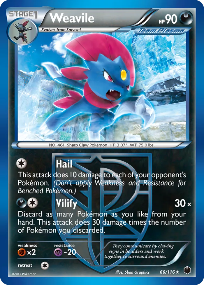 Weavile #66 Plasma Freeze Pokemon card