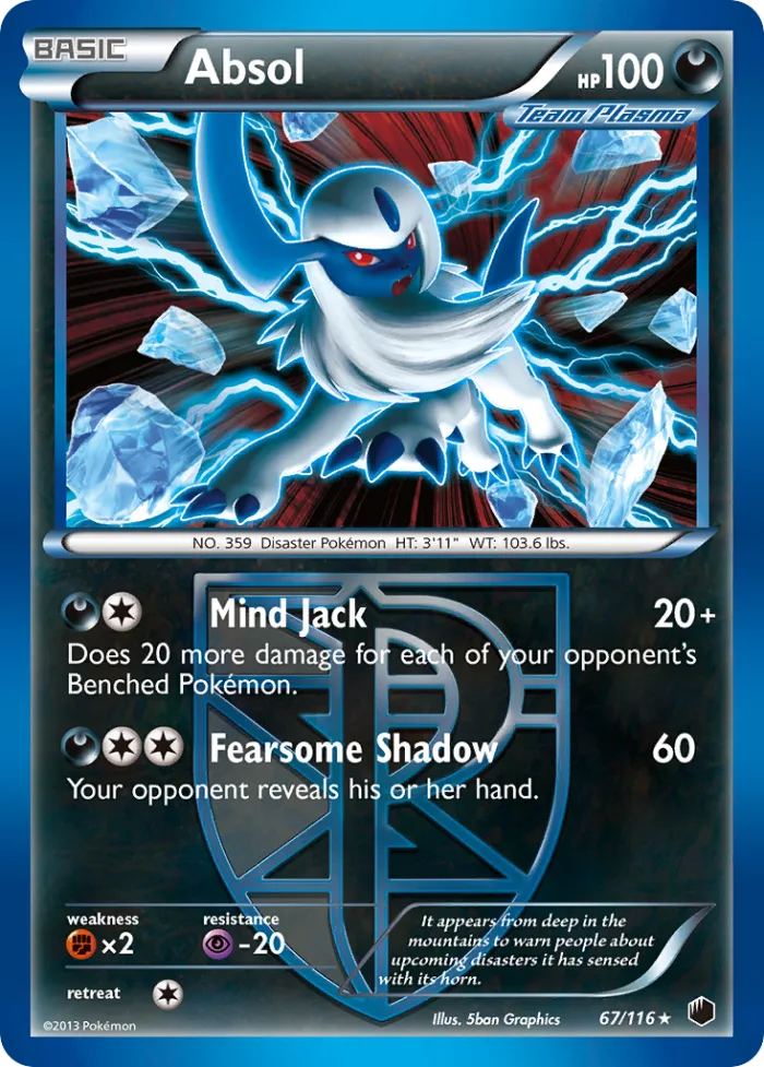 Absol #67 Plasma Freeze Pokemon card