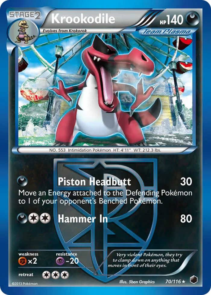 Krookodile #70 Plasma Freeze Pokemon card