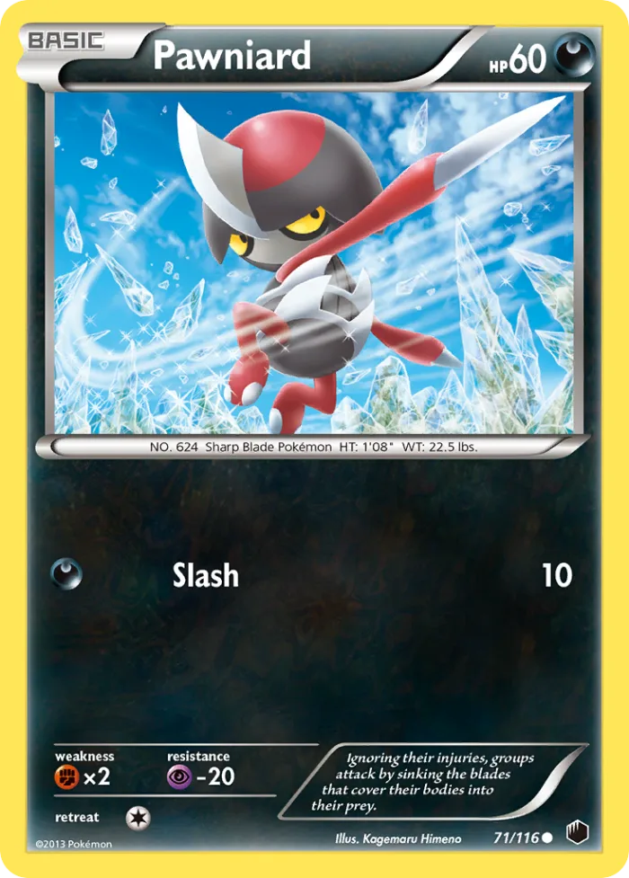 Pawniard #71 Plasma Freeze Pokemon card