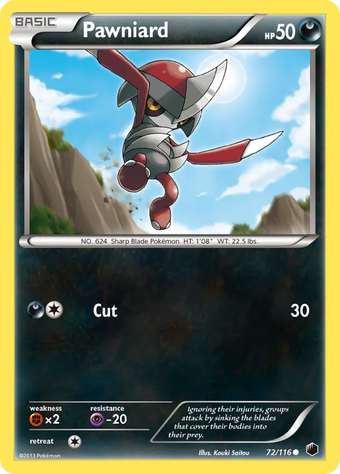 Pawniard #72 Plasma Freeze Pokemon card