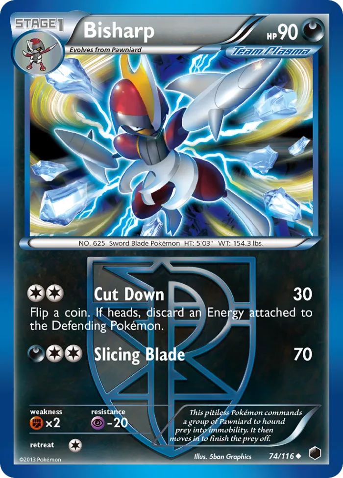 Bisharp #74 Plasma Freeze Pokemon card