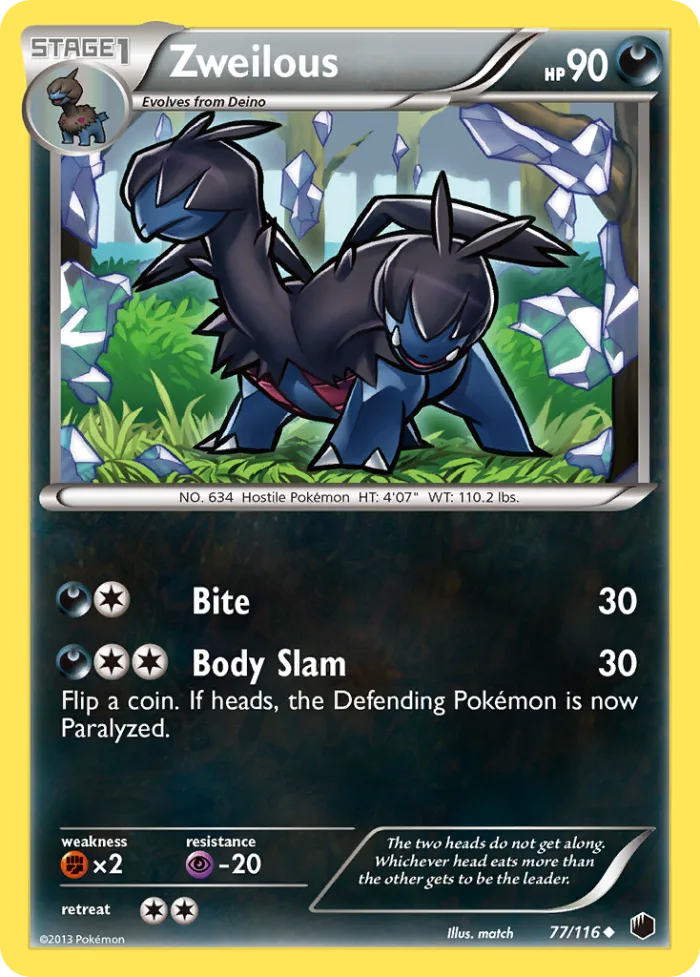 Zweilous #77 Plasma Freeze Pokemon card
