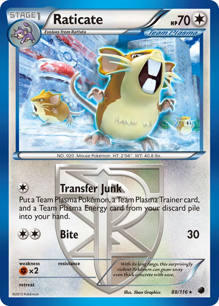 Raticate #88 Plasma Freeze Pokemon card