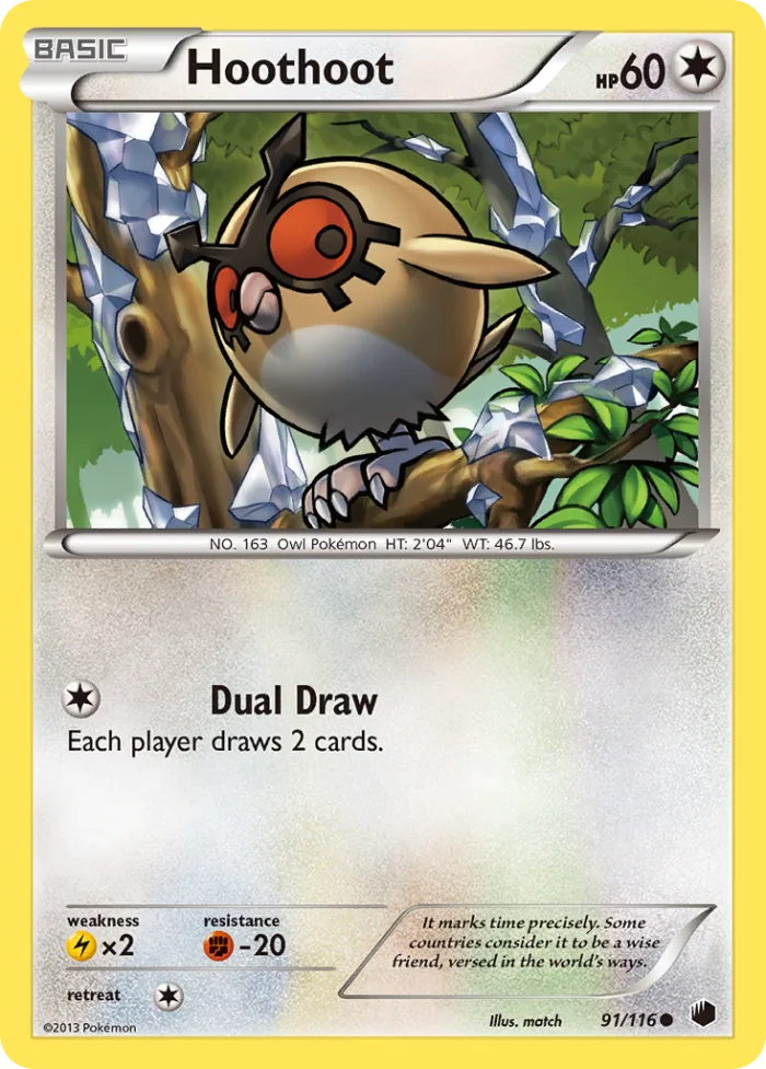 Hoothoot #91 Plasma Freeze Pokemon card
