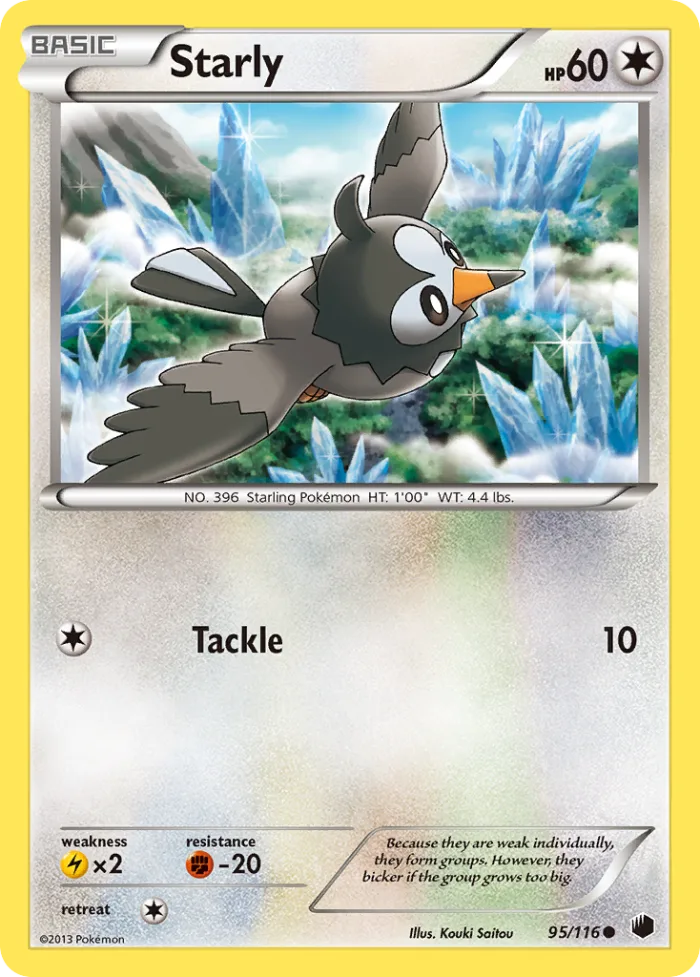 Starly #95 Plasma Freeze Pokemon card